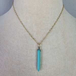JAMI // turquoise bullet shaped pendant gold necklace